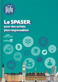 logos de la Ville de Lille, Lomme et Hellemmes, et titre du SPASER : "SPASER pour des achats plus responsables " 