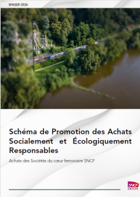 Le schéma de promotion des achats socialement et écologiquement responsables des sociétés du cœur ferroviaire SNCF présente la politique Achats du Groupe ainsi que sa mise en oeuvre sur les axes environnementaux, sociaux et de gouvernance