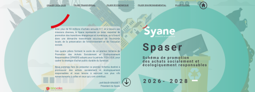 Page de garde du SPASER du Syane pour 2026-2028 avec mot d'introduction du Président